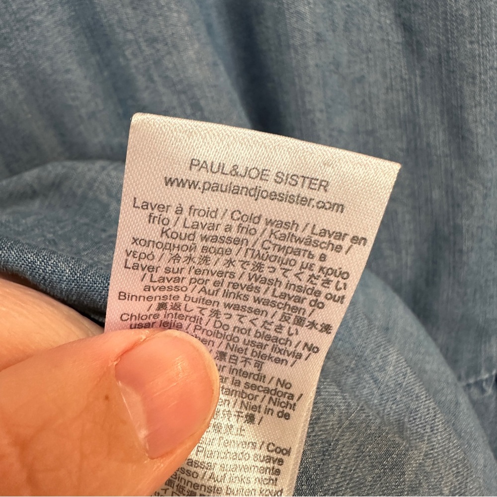 Paul & Joe Sister Chambray Blue Denim Batignole Dress Women’s Sz 8 US - Picture 9 of 9